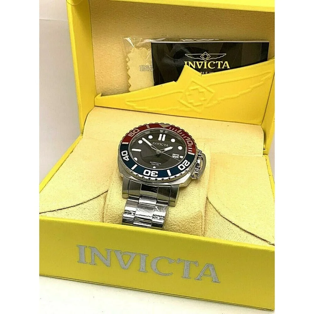 Invicta Men’s Automatic Dive Watch - Red & Blue Bezel, Black Dial
